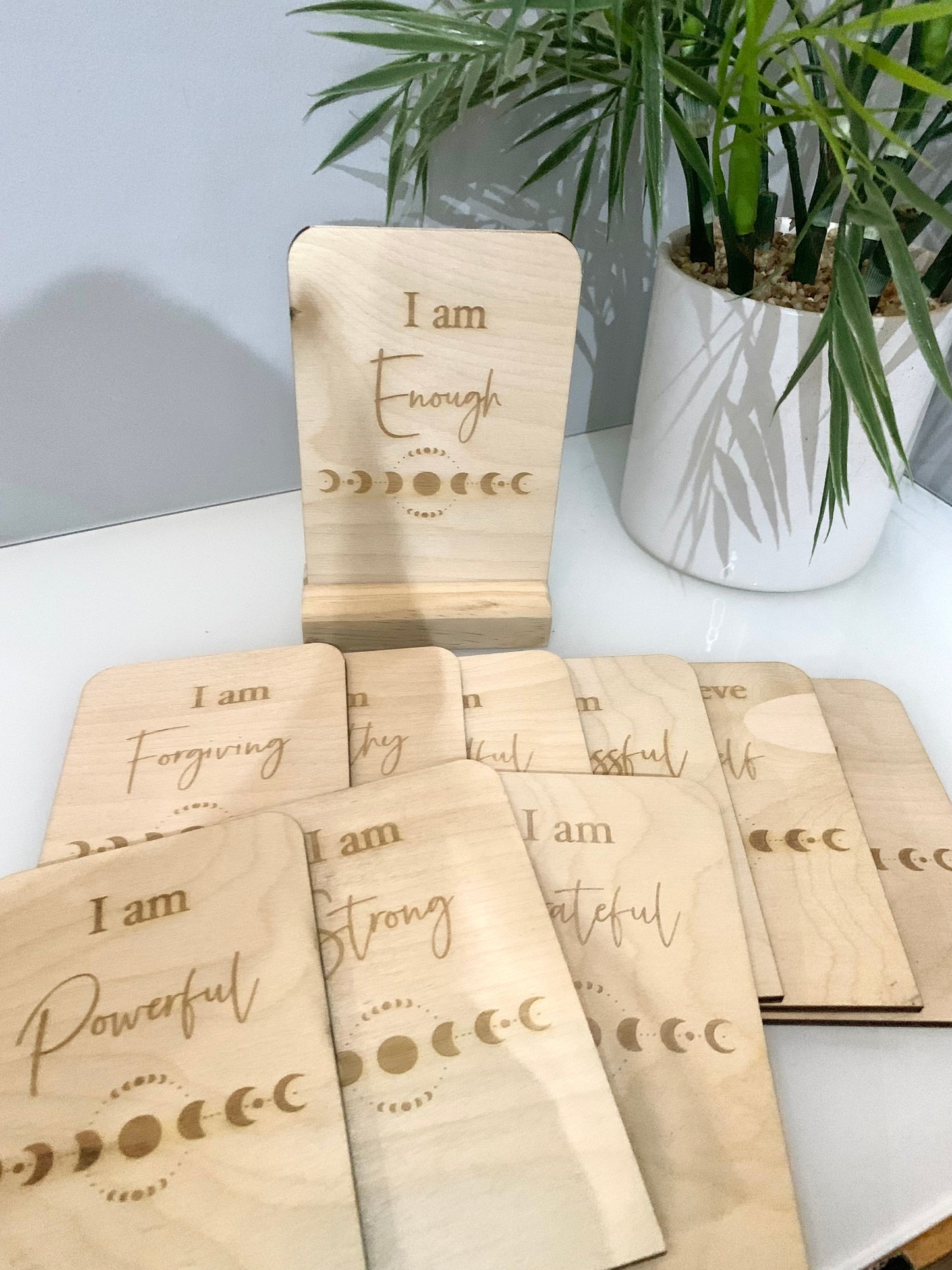 Timber affirmation cards with stand